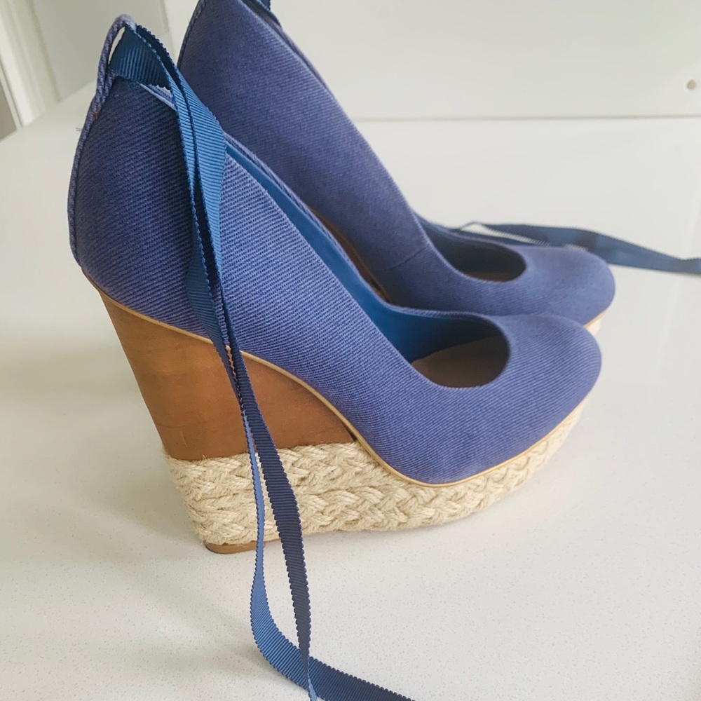 BCBGMaxazria Gazelle Ankle Tie Platform Wedges